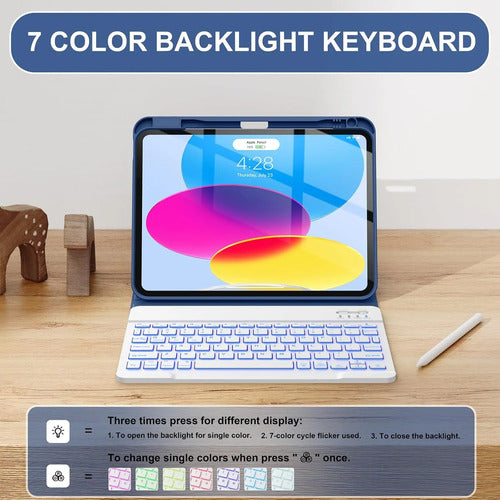 Funda Con Teclado Para iPad (a16) 11th/10th Gen Azul