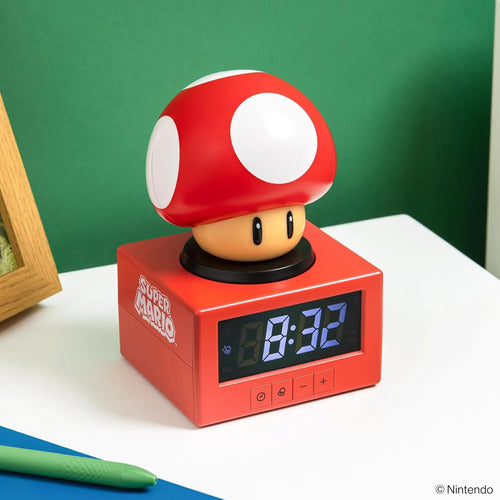 Reloj Alarma Super Mario Super Mushroom Con Luz Nocturna