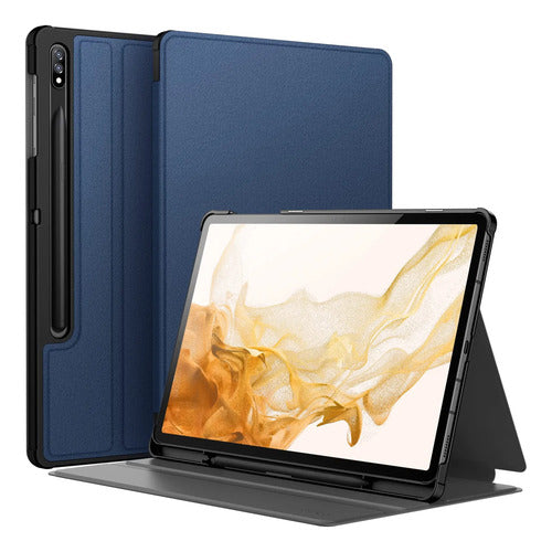 Funda Jetech Para Samsung Galaxy Tab S8/s7 Con Soporte S Pen Azul Marino Lisa