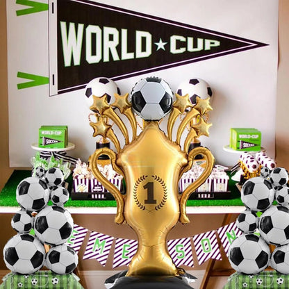 3 Globos Decoración Fiesta De Fútbol Fifa World Cup 2026 Dorado Y Negro/blanco