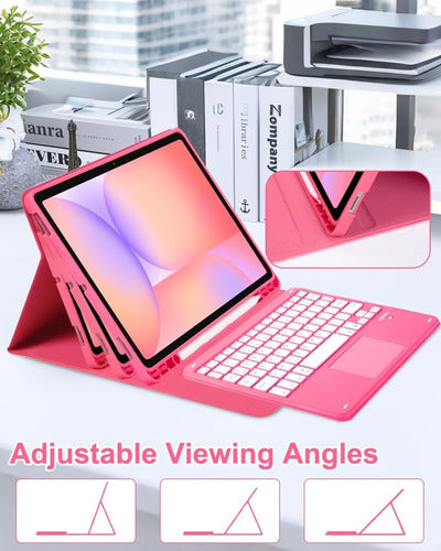 Funda Con Teclado Para Samsung Galaxy Tab S10 Lite/s10 Fe/s9 Rojo