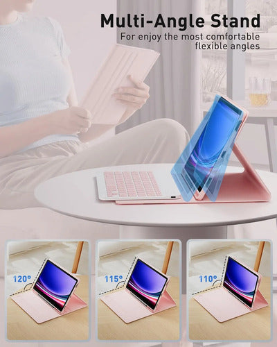 Funda Con Teclado Para Samsung Galaxy Tab  S11 Ultra Rosa