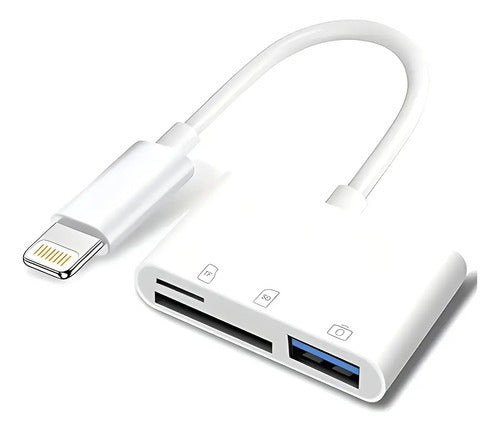 Lector De Tarjetas De Memoria Sd/tf 3 En 1 Para iPhone Blanco