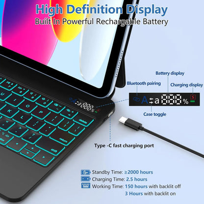 Funda Teclado Para iPad 10.9  10th Y 11th Gen A16 Negro