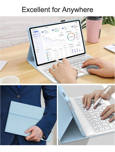Teclado Retroiluminado Con Funda Para Redmi Pad Se 8.7 Azul