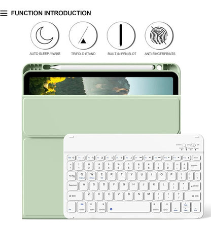 Funda Con Teclado Para iPad Air 7th/6th/5th/4th Gen, Verde Claro