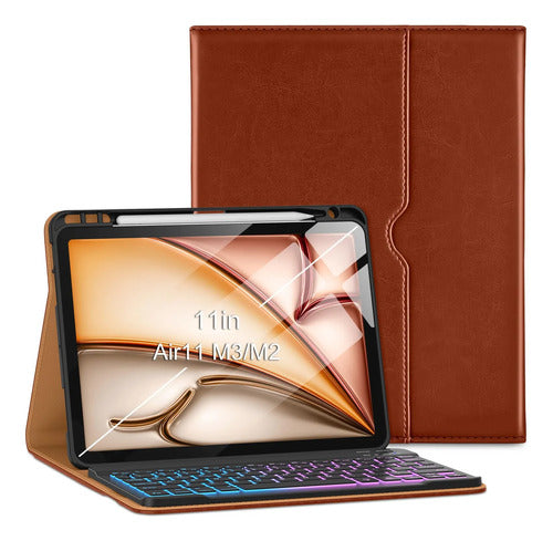 Funda Con Teclado Para iPad Air 11-inch Y Air 10.9 Inch Marrón Oscuro