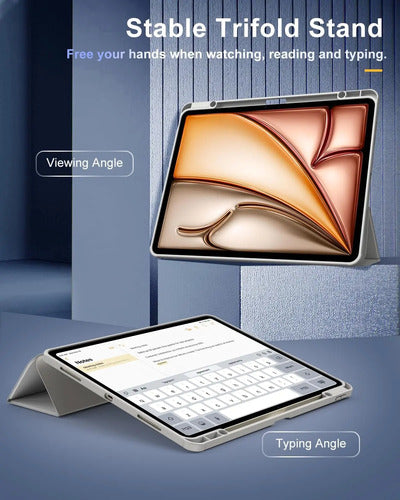 Funda Para iPad Air 13'' Con Soporte Para Lápiz Gris