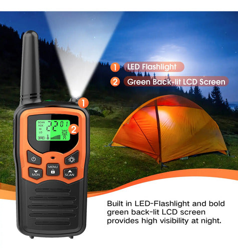 Walkie Talkie Moico Con Linterna Led Y Alcance Extendido Color