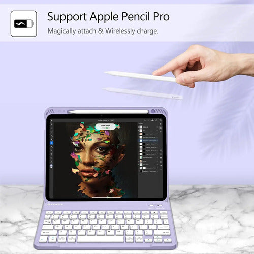 Funda Con Teclado Para iPad Air 11-inch M3/m2, 5ta Lila
