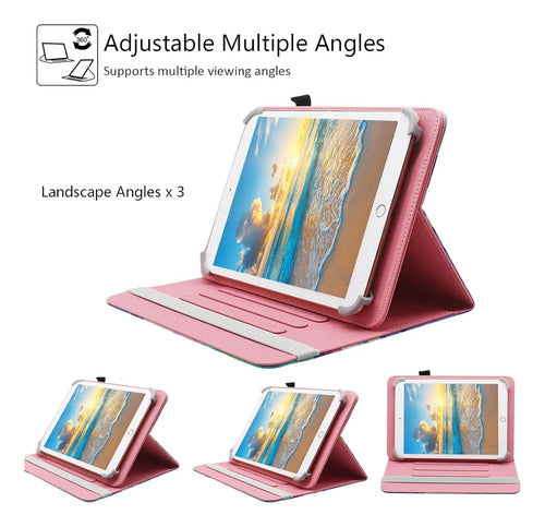 Funda Giratoria Universal Para Tablet 9.5-10.5 Pulgadas Arena Colorida