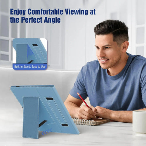 Funda Universal Para Tablet 10.1 Con Soporte Y Correa Azul