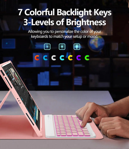 Funda Con Teclado Para iPad Air Y iPad Pro Rosa