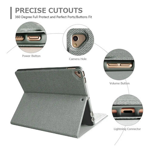 Funda Con Teclado Para iPad 10.2  9th/8th/7th Gris