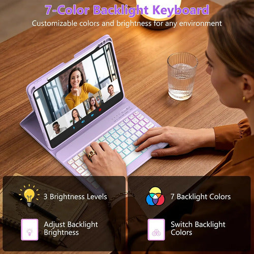 Funda Con Teclado Para iPad Air 11  Y Pro 11 Lila