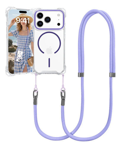 Funda Para iPhone 17 Pro Con Correa Ajustable Violeta