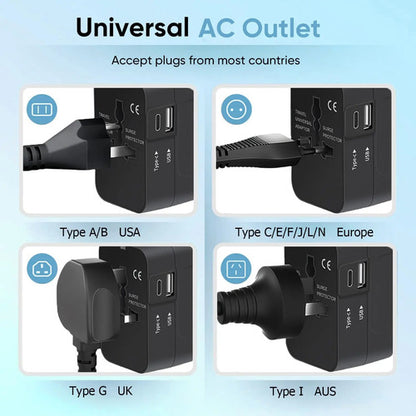 Adaptador De Viaje Universal Todo En Uno Mingtong Negro