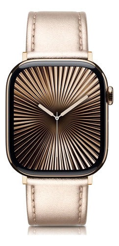 Correa De Cuero Elegante Para Apple Watch Dorado 3.8 Cm