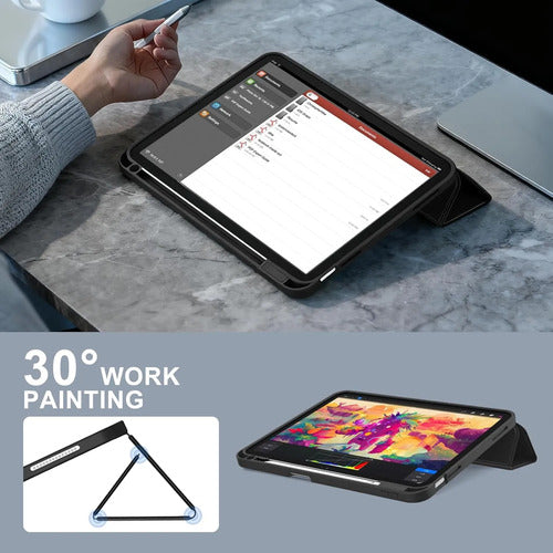 Funda Para iPad A16 / 11 Generacion Con Soporte Para Lápiz Negro