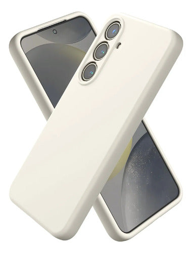 Funda De Silicona Líquida Para Samsung Galaxy S25 Blanco Lisa