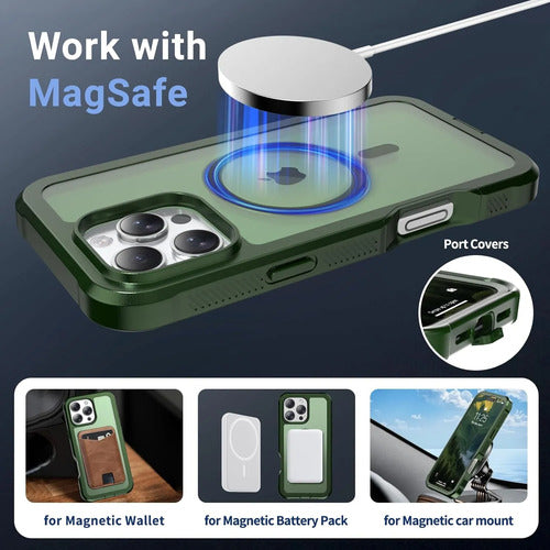 Funda Magnética Para iPhone 16 Pro Max Verde Oscuro