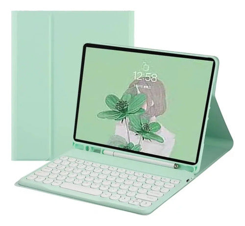 Funda Con Teclado Para Galaxy Tab S10 Lite/fe/s9 (10,9 PuLG) Verde Lima