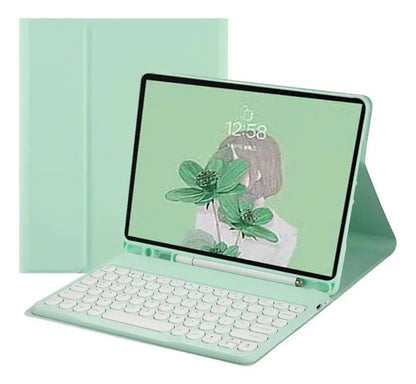 Funda Con Teclado Para Galaxy Tab S10 Lite/fe/s9 (10,9 PuLG) Verde Lima