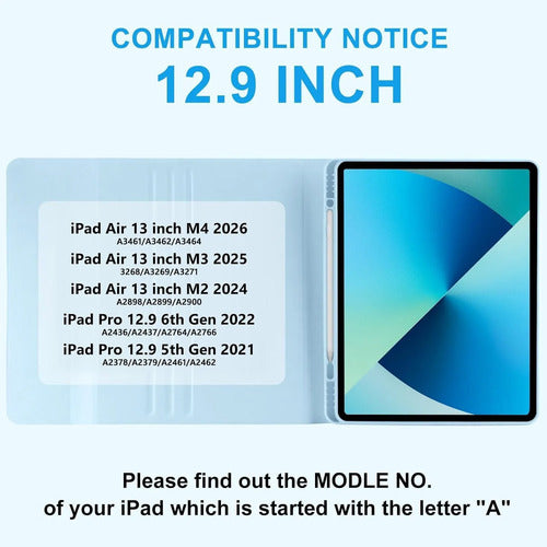 Funda Con Teclado Para iPad Air 13'' M4/m3/m2/pro 12.9 Azul