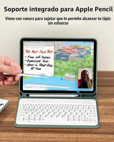 Funda Con Teclado Para iPad (a16) 11th/10th Gen (11/10.9) Verde Oscuro