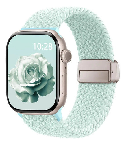 Banda Elástica Trenzada Para Apple Watch Verde Claro