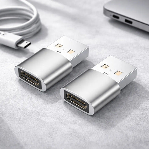 Adaptador Usb A Usb C, Cable Convertidor Tipo C Hembr A Mach Plateado