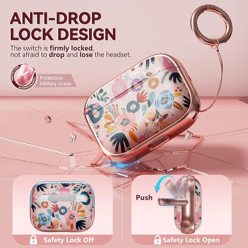 Funda Estuche Para AirPods Pro 2da Gen Con Bloqueo Rosa