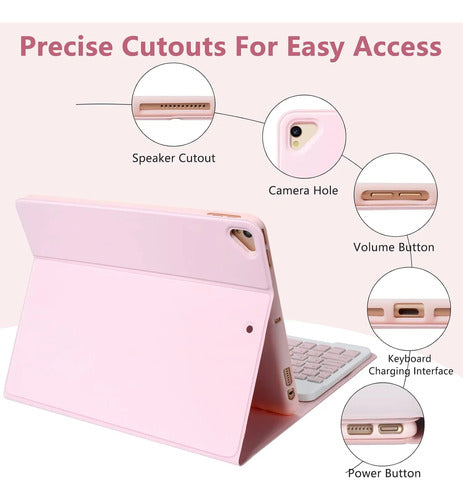 Funda Con Teclado Para iPad De 9a Generacion. Rosa