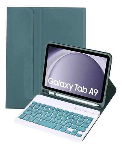 Funda Con Teclado Para Samsung Galaxy Tab A9 8.7 Verde Oscuro