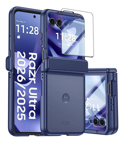 Funda Motorola Razr Ultra 2025, Protector Pantalla Azul Oscuro