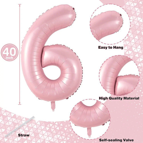 Globos Número 16 Rosa Pastel, 40 Pulgadas, Autoinflables,... Rosa Pálido