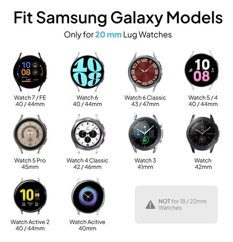 Correas Elásticas Para Samsung Galaxy Watch 7 6 5 4 Azul Marino 2 Cm