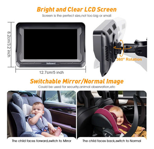 Cámara Hd 1080p Para Vigilancia Infantil En Auto Negro