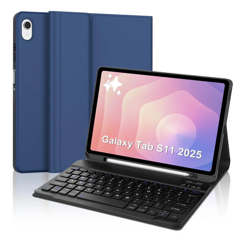Funda Con Teclado Para Samsung Galaxy Tab S11 11' Azul Oscuro