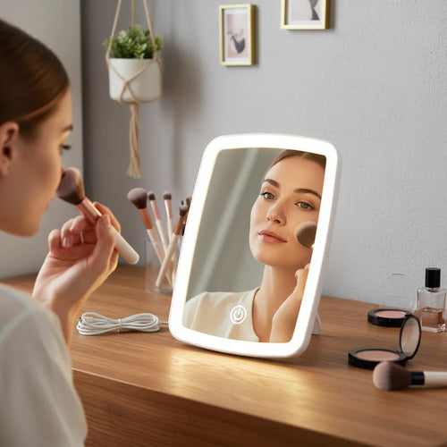 Espejo De Maquillaje Led Con Iluminación Blanco