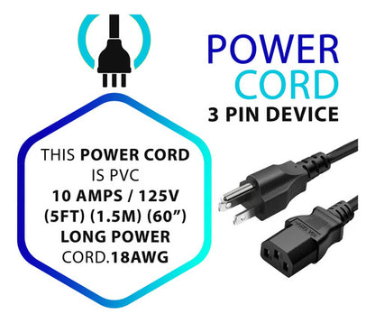 Cable De Corriente Universal Negro 4.9 Pies | 125v 10a Color