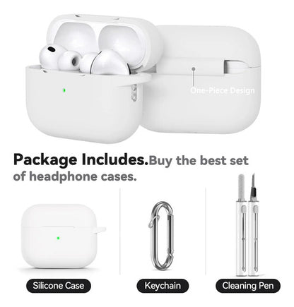 Funda De Silicona Para AirPods Pro 3 Con Kit Limpieza Blanco
