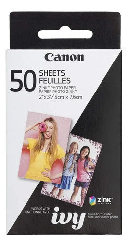 Papel Fotográfico, 2 X 3 (50 Hojas) Canon Zink Blanco