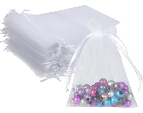 100 Bolsas De Organza Para Regalos Y Fiestas Blanco