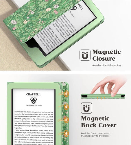 Funda Moko Para Kindle Con Auto Wake/sleep Verde Oscuro
