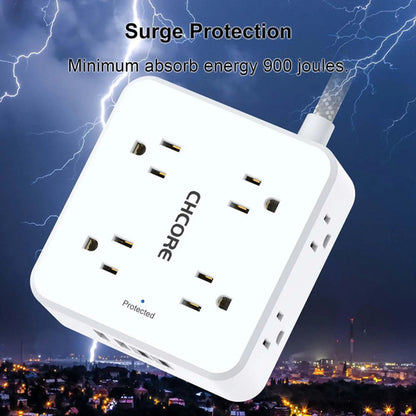 Protector De Energía Trenzado Con Entradas Usb De Marca X