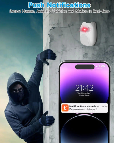 Alarma Inteligente Con Sensor De Movimiento Inalámbrico 2 Receptores Y 1 Sensor