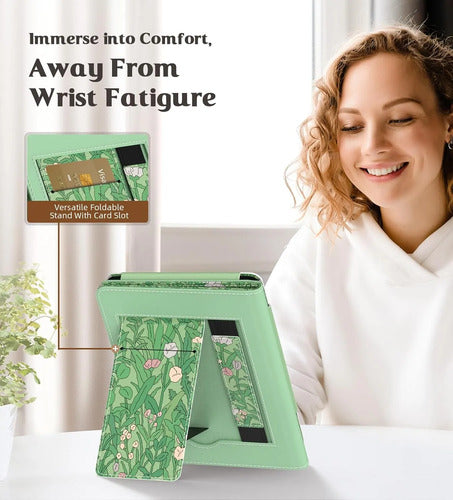 Funda Moko Para Kindle Con Auto Wake/sleep Verde Oscuro