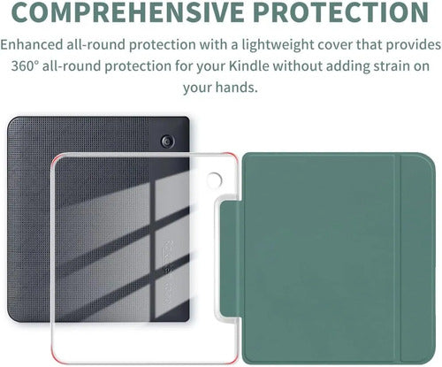 Funda Para Kobo Libra Color 7 Pulgadas Verde Oscuro Lisa