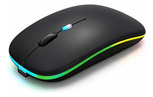 Mouse Inalámbrico Bluetooth Recargable Led Dual Mode Negro